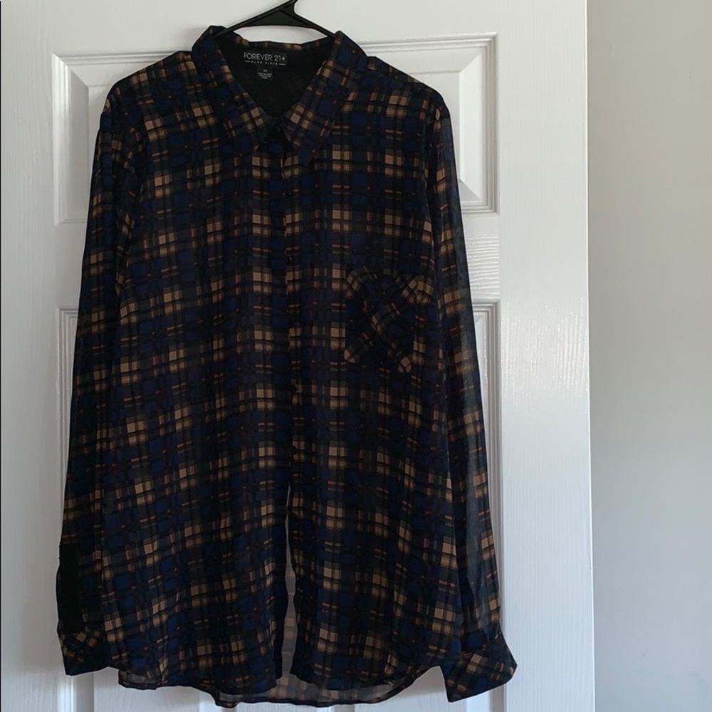 Plus Size 2x Sheer Plaid Blouse Forever21!